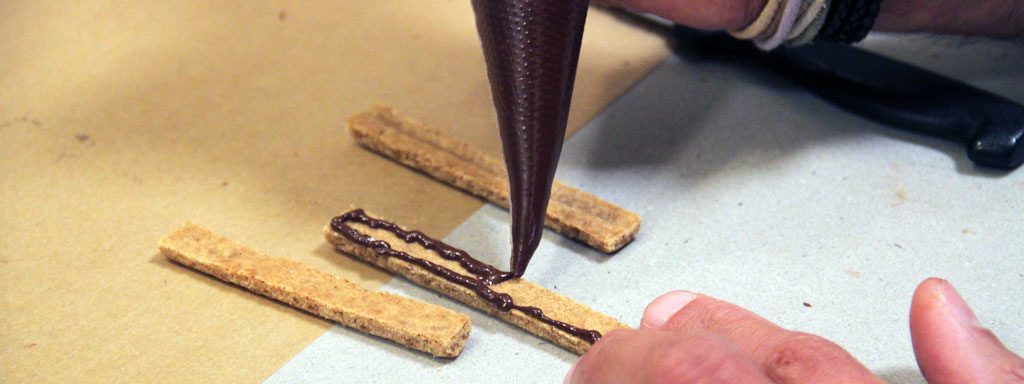 Gluing pieces with chocolate