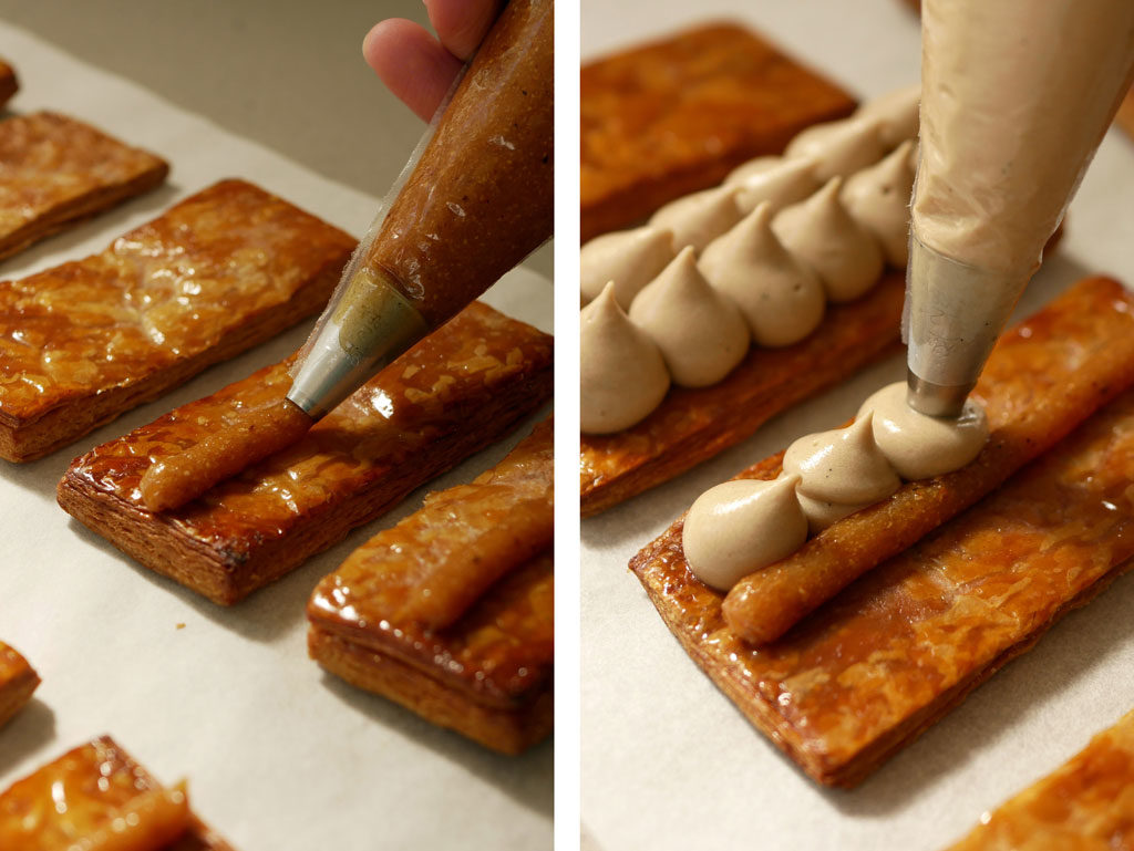 Piping creams for the mille-feuille