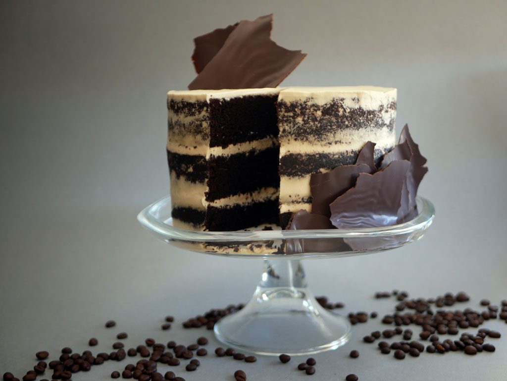 Chocolate cake with mascarpone and coffee chantilly