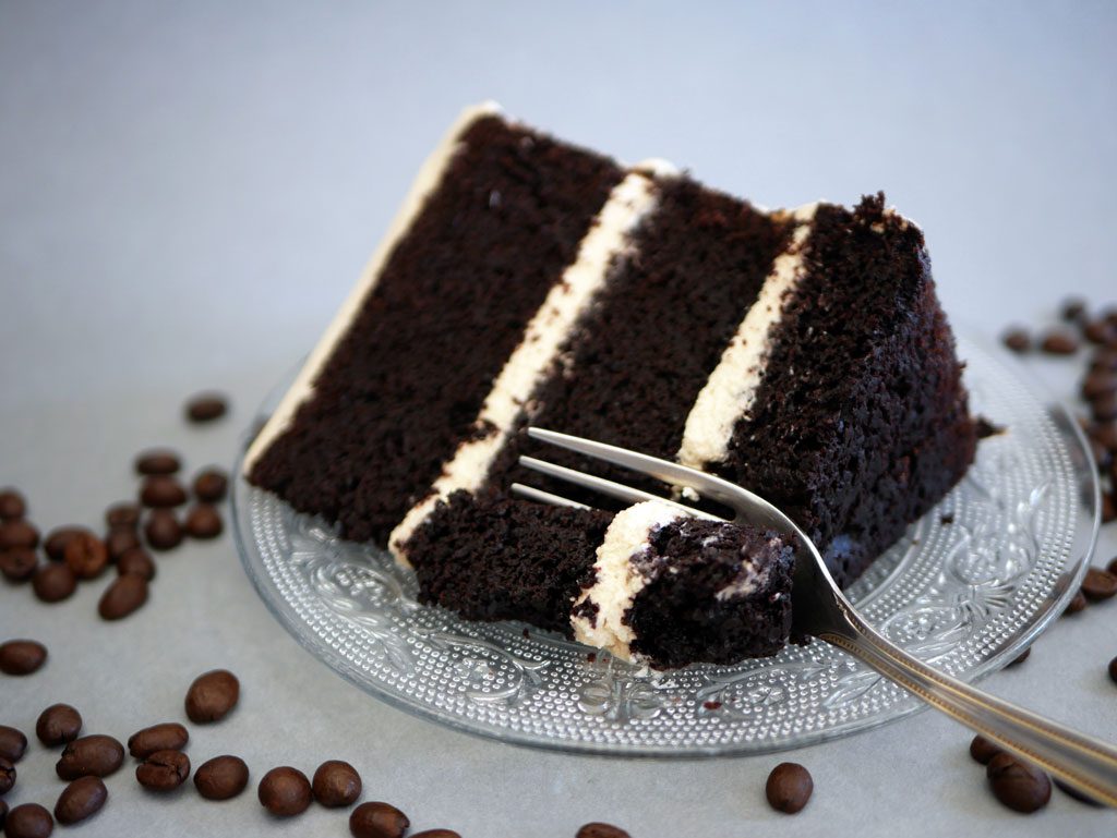Chocolate cake with mascarpone and coffee chantilly