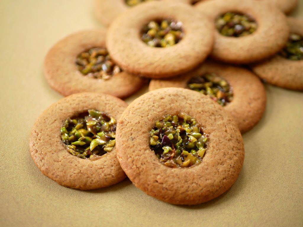 Gingerbread Cookies with Pistachio Brittle