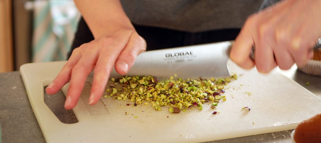 Chopping pistachios