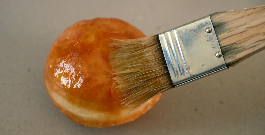 Brushing with melted butter