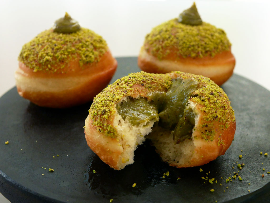 Lemon pistachio sufganiot