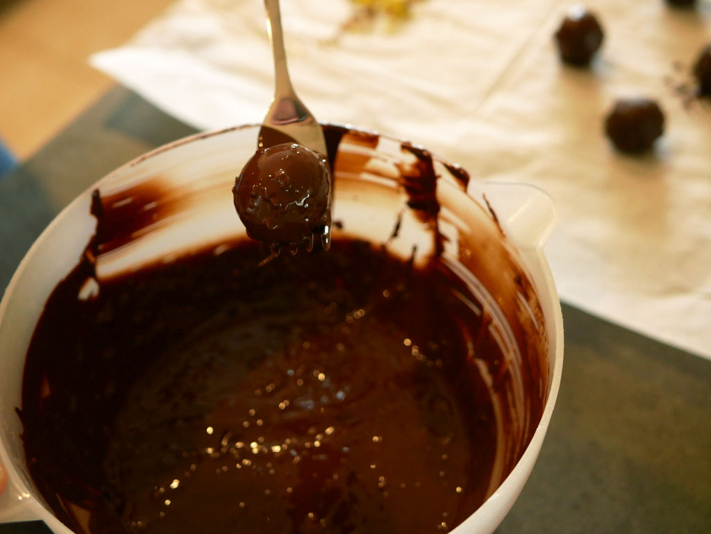 Dipping in chocolate